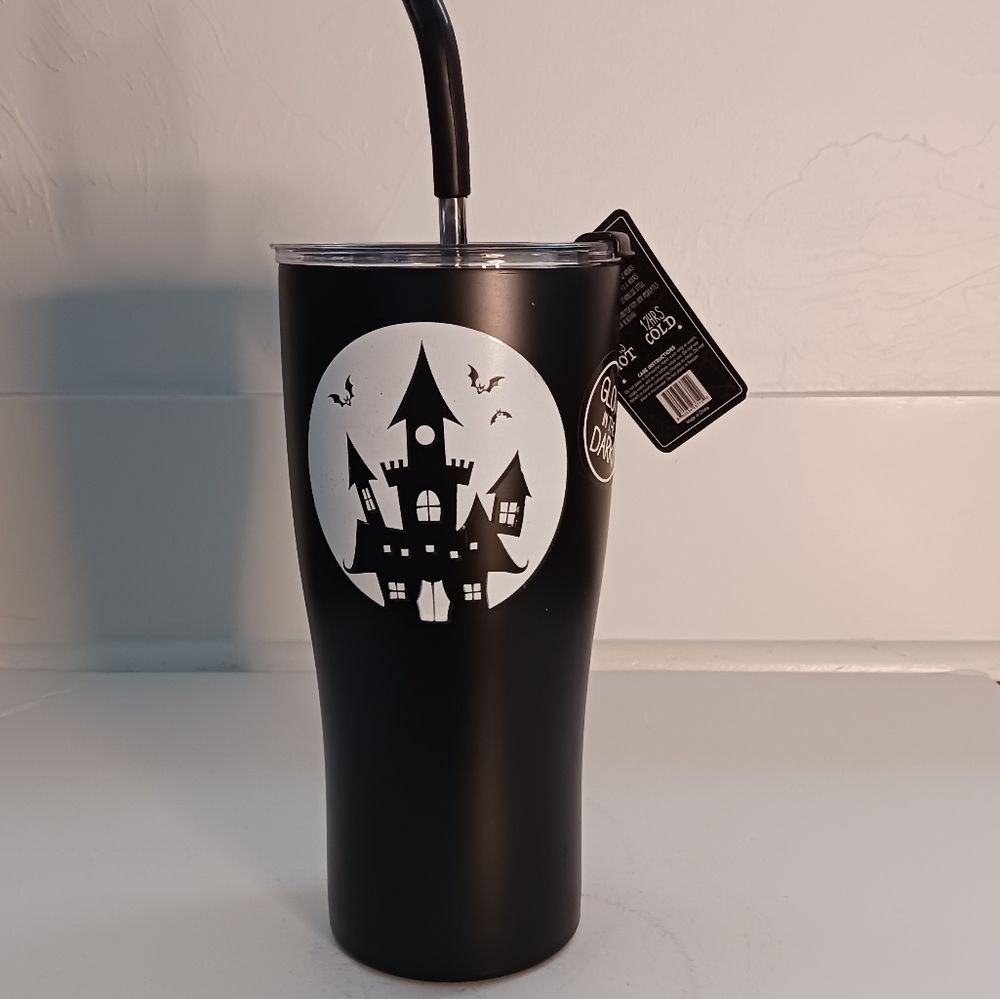 30 oz Glow in the dark haunted house tumbler